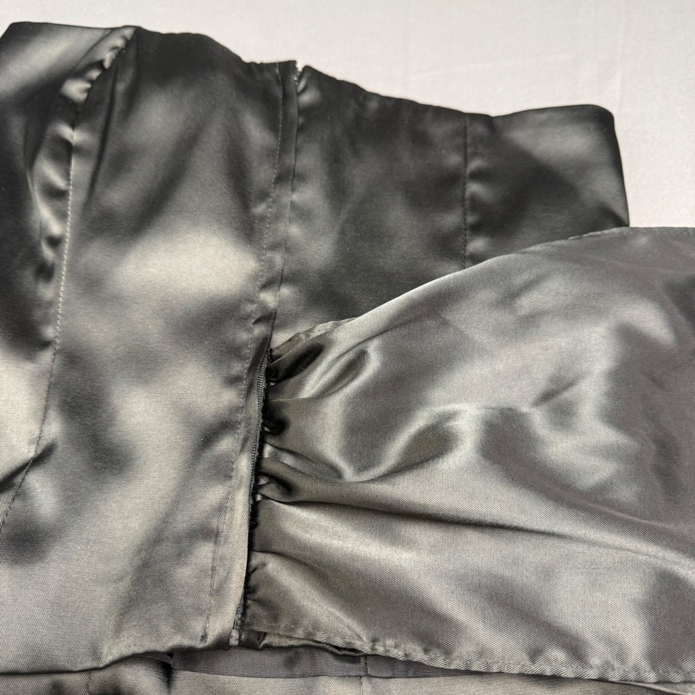 White House Black Market Black Satin Strapless Corset Tie Top XS Romantic Formal - Picture 14 of 16